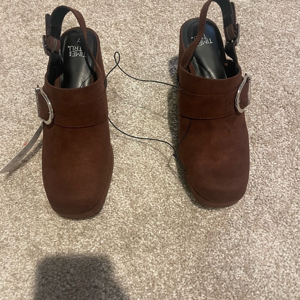 Chocolate Brown Mules with Buckle